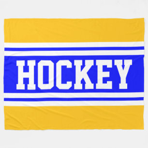 Couverture Polaire HOCKEY Bleu Clair Orange Blanc Rayures de Course
