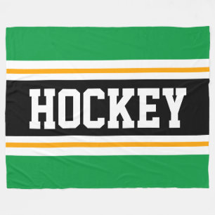 Couverture Polaire HOCKEY Vert Clair Noir Blanc Orange Rayures