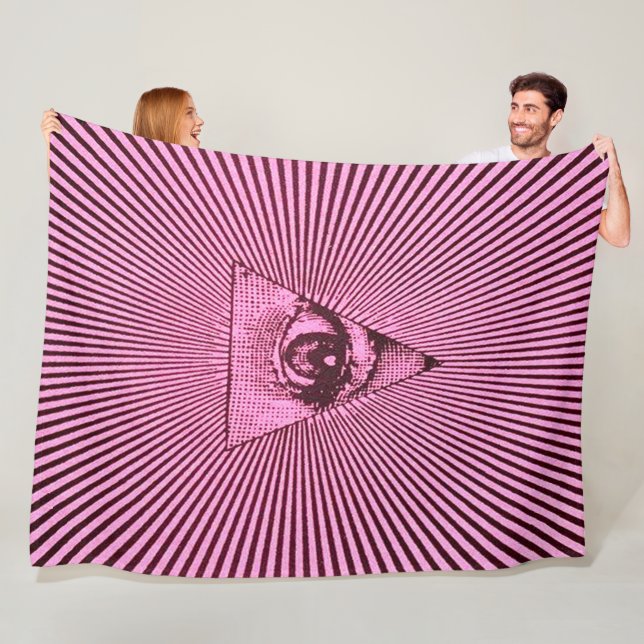 Couverture Polaire Hologramme d'Illuminati de rose rose (En situation)