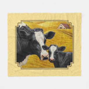 Couverture Polaire Holstein Cow et Calf Farm Yellow