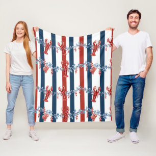 Couverture Polaire Homard Rouge Blanc Bleu Patriotique Étoiles (4)