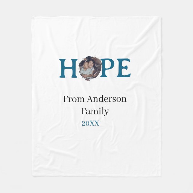 Couverture Polaire Hope blue holidays bold letter kids photo name yea (Devant)