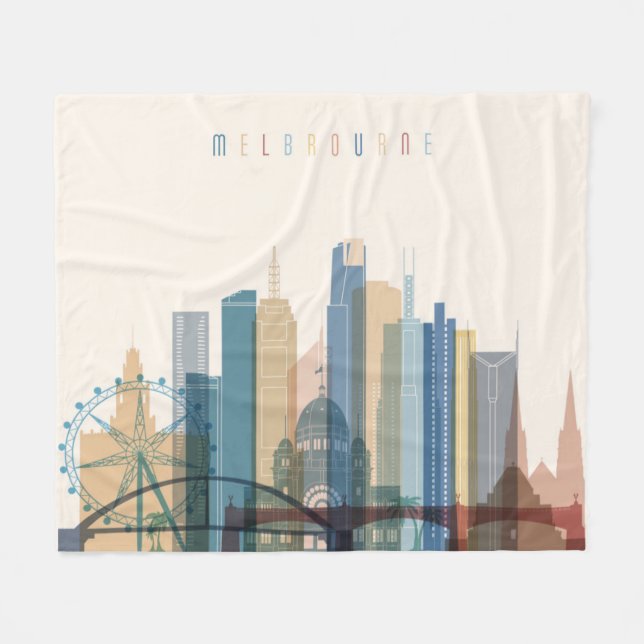 Couverture Polaire Horizon de ville de Melbourne, Australie | (Devant (Horizontal))