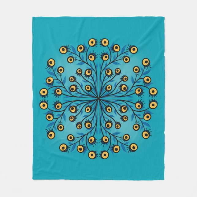 Couverture Polaire Horreur Trippé Oeil bizarre Monster Bleu Whimsigot (Devant)