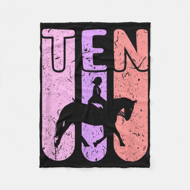 Couverture Polaire Horse Girl 10e Anniversaire Équitation (Devant)