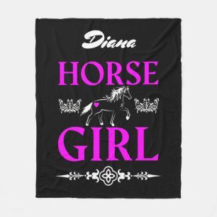 Couverture Polaire Horse Girl avec nom Fleece Blanket