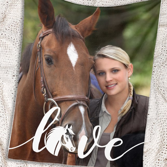 Couverture Polaire Horse LOVE Personnalisé Moderne Photo Equestre (Créateur téléchargé)