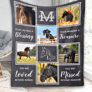 Couverture Polaire Horse Memorial Pet Perdre Personnalisé 6 Photo