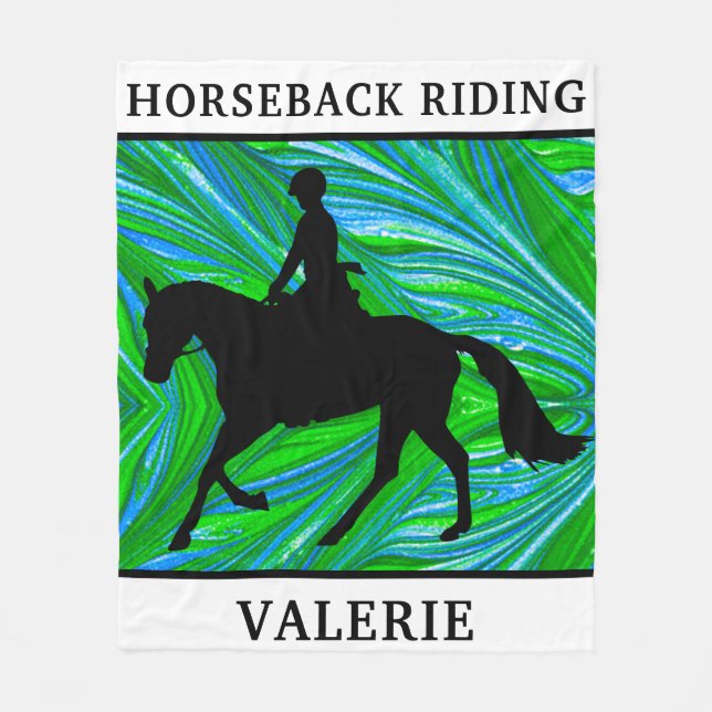 Couverture Polaire Horseback Riding Blue Green Fleece Blanket (Devant)