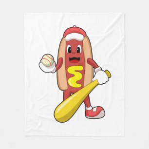 Couverture Polaire Hot dog at baseball with baseball