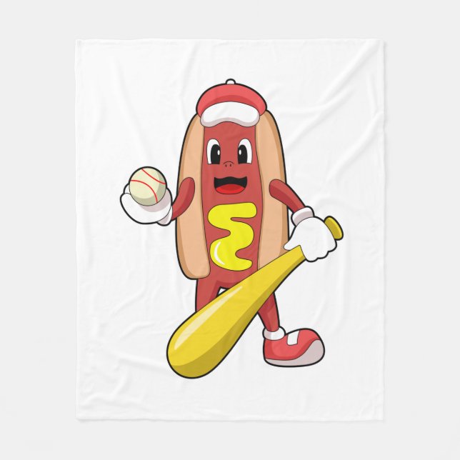 Couverture Polaire Hot dog at baseball with baseball (Devant)