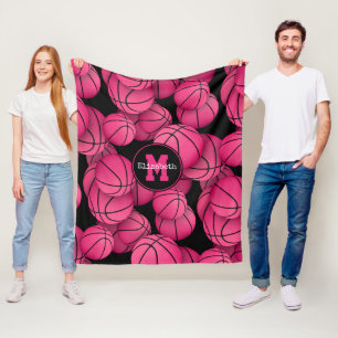 Couverture Polaire hot rose noir personnalisées filles basketball