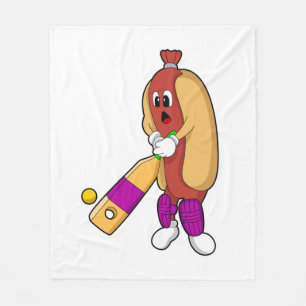 Couverture Polaire Hotdog au cricket avec batte de cricket
