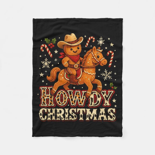 Couverture Polaire Howdy Christmas Cowboy Gingerbread Design  (Devant)