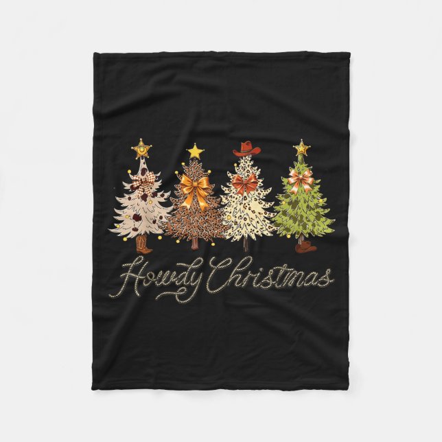 Couverture Polaire Howdy Christmas Tree Coquette Bow Western Cowboy C (Devant)