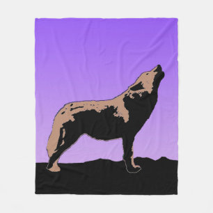 Couverture Polaire Howling Wolf at Sunset - Art faunique original