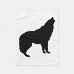 Couverture Polaire Howling Wolf Silhouette