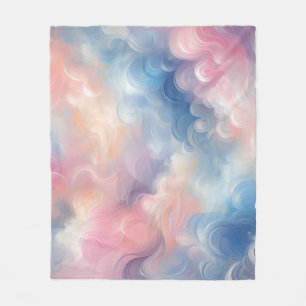 Couverture Polaire Huile Vibrante Pastel Rose Bleu Art Abstrait