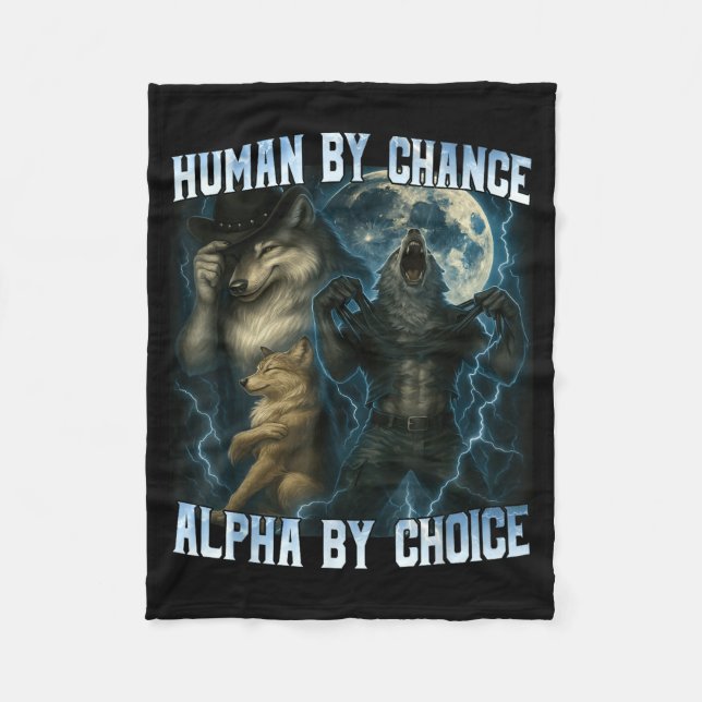 Couverture Polaire Human By Chance Alpha By Choice Funny Alpha Wolves (Devant)