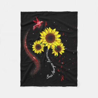 Couverture Polaire Hummingbird Burgundy Sunflower Brain Aneurysm Awar