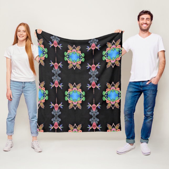 Couverture Polaire Hummingbirds and Butterflies Fleece Blanket (En situation)