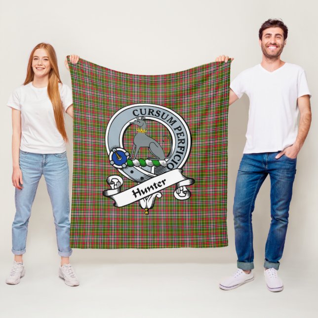 Couverture Polaire Hunter 1819 Clan Badge Tartan Plaid (En situation)