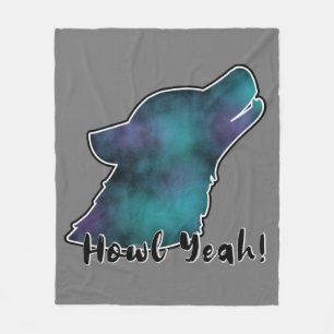 Couverture Polaire Hurlement Yeah ! Tête de loup silhouette Galaxie d