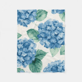 Couverture Polaire Hydrangea Blues Fleurs Aquarelle Botanique Florais