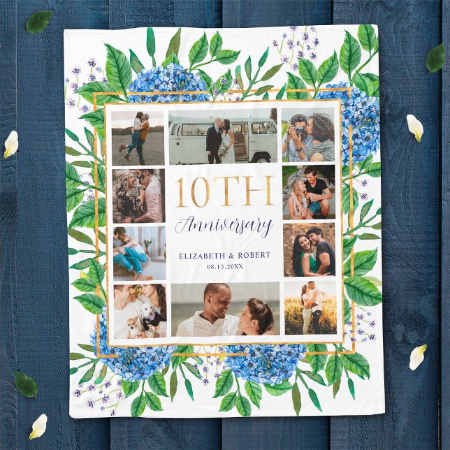 Couverture Polaire Hydrangeas 10e Anniversaire Collage Photo Personna (Créateur téléchargé)