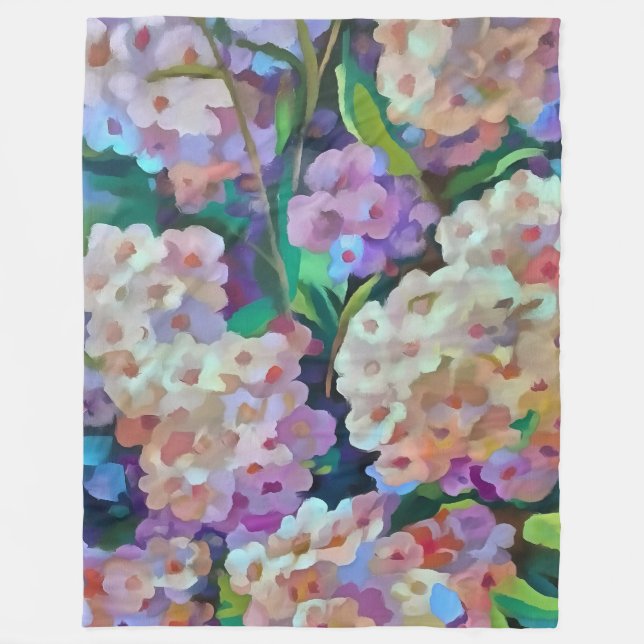 Couverture Polaire Hydrangée artistique Hortensia Art Abstrait floral (Devant)