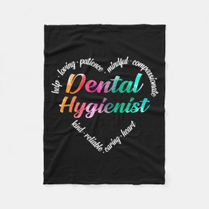 Couverture Polaire Hygiéniste dentaire Mot de coeur Nuage d'aquarell