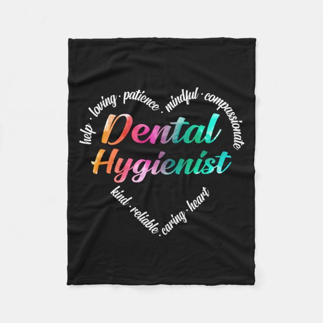 Couverture Polaire Hygiéniste dentaire Mot de coeur Nuage d'aquarelle (Devant)