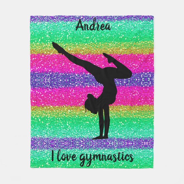 Couverture Polaire I Love Gymnastique Rainbow Sparkle Fleece Blanket (Devant)