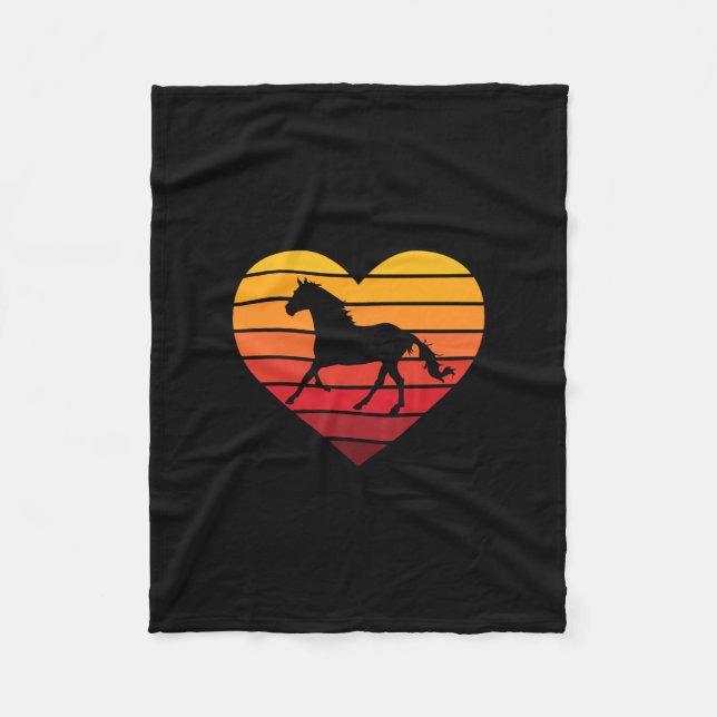 Couverture Polaire I Love Horses Coeur Rétro (Devant)