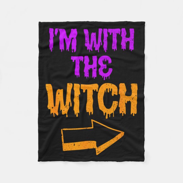 Couverture Polaire I’m With The Witch Funny Halloween Matching Couple (Devant)