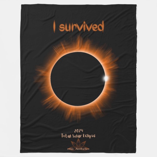 Couverture Polaire I Survived 2024 Solar Eclipse Fleece Blanket (Devant)