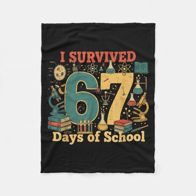 Couverture Polaire I Survived 67 Days Of School Funny 67 Meme Science (Devant)