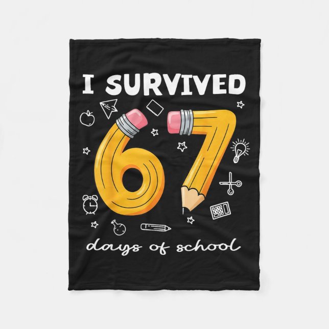 Couverture Polaire I Survived 67 Days Of School Funny 67 Meme Teacher (Devant)
