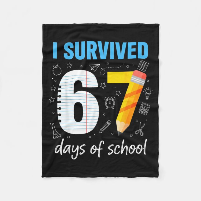 Couverture Polaire I Survived 67 Days Of School Funny Meme Teacher St (Devant)