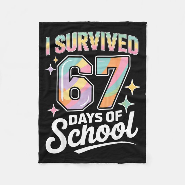 Couverture Polaire I Survived 67 Days Of School Funny Teacher And Stu (Devant)