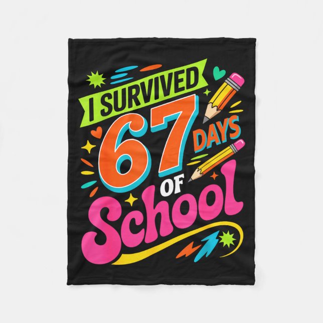 Couverture Polaire I Survived 67 Days Of School Funny Teacher Student (Devant)