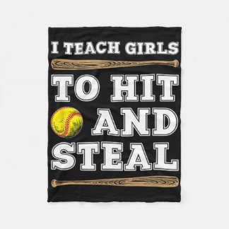 Couverture Polaire I Teach Girls To Hit And Steal - Funny Softll Coac