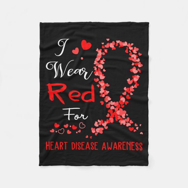 Couverture Polaire I Wear Red For Heart Disease Awareness  (Devant)