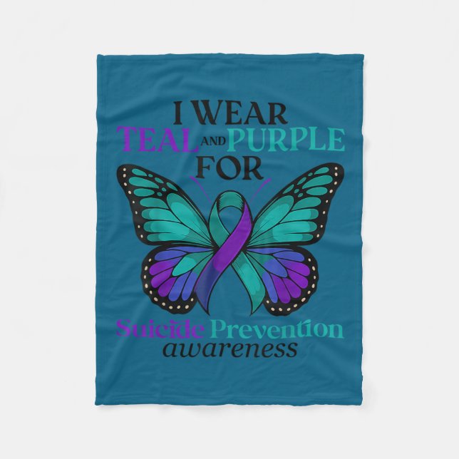Couverture Polaire I Wear Teal &amp; Purple Butterfly Suicide Prevent (Devant)