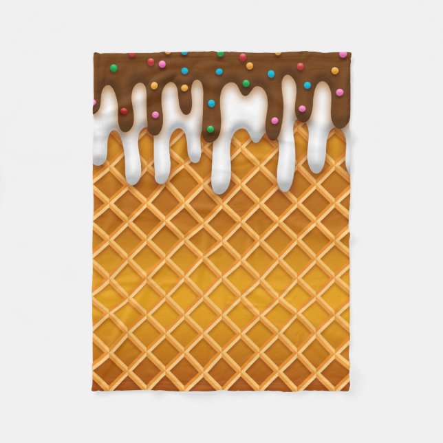 Couverture Polaire Ice Cream Drip Gaufle Cone Chocolate And Vanilla (Devant)