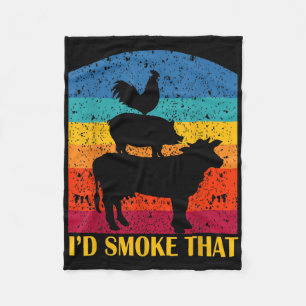 Couverture Polaire Id Fumer ça - Drôle barbecue Retro Grilling