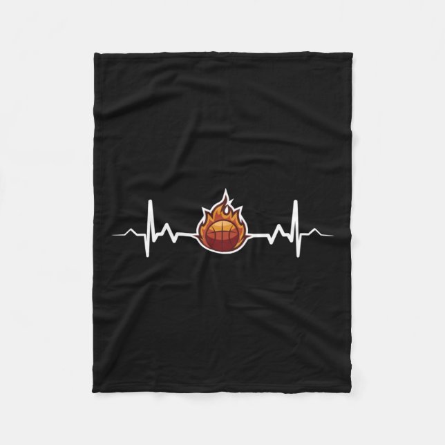 Couverture Polaire Idée cadeau Heartbeat de basket-ball (Devant)