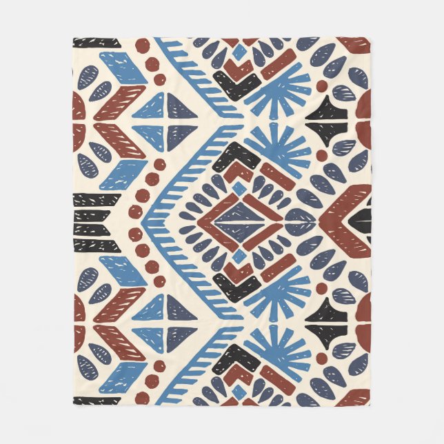 Couverture Polaire Ikat Aztec : Ornement géométrique ethnique. (Devant)