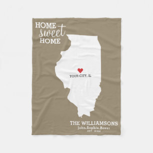 Couverture Polaire Illinois State Map Personnalisé Noms, Ville, Date,