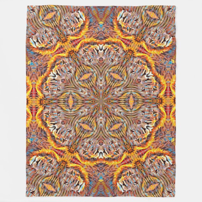 Couverture Polaire Illusion optique Lion 3D Mandala géométrique (Devant)